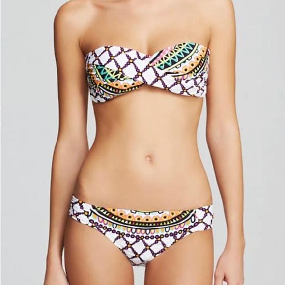 Trina Turk Kon Tiki Twist Bandeau Bikini Top & Shirred Side Hipster Bottoms NWT - Picture 6 of 6